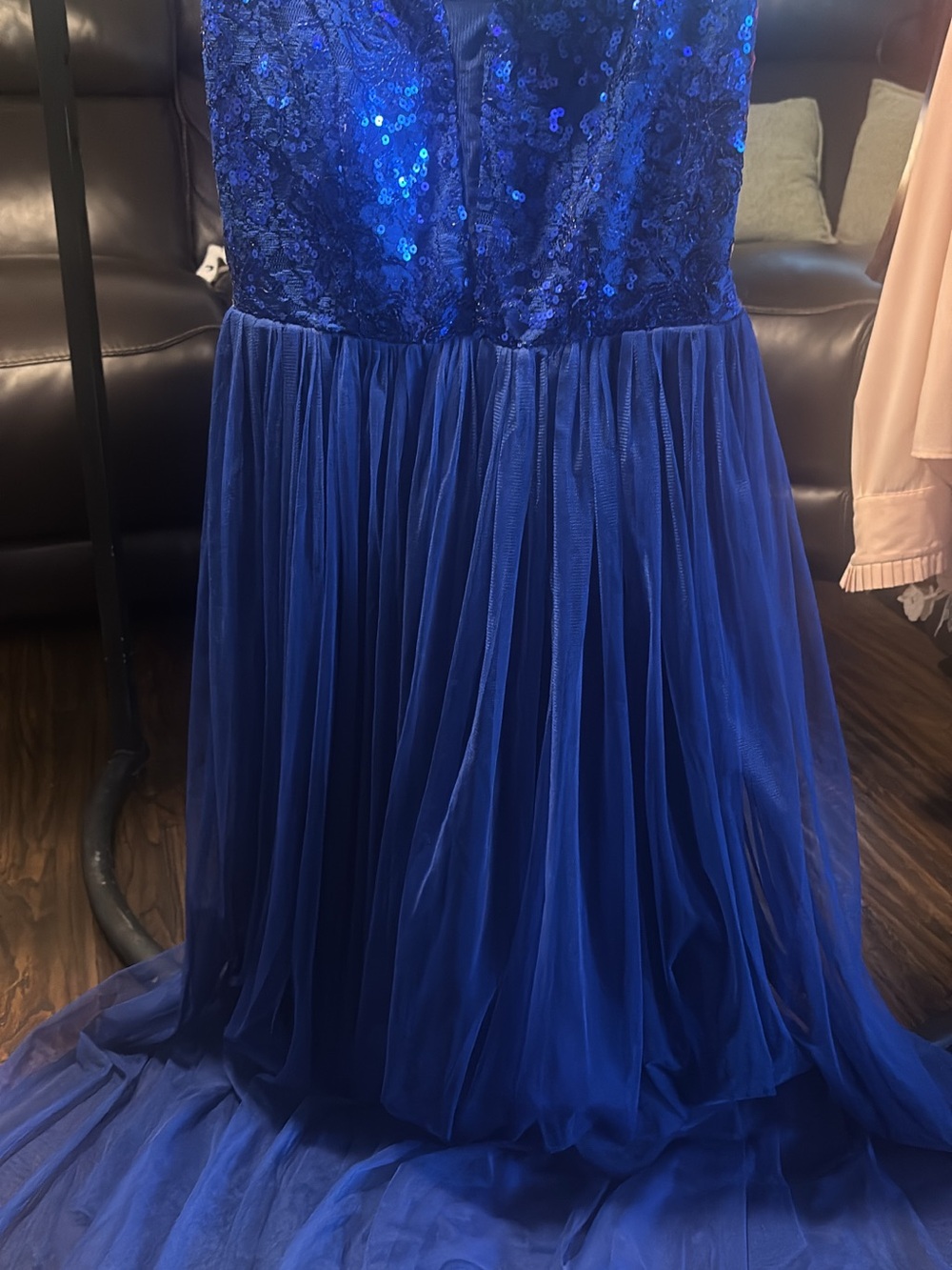 Royal Blue Sequin and Tulle Evening Gown